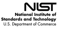 The NIST logo featuring the stylized acronym "NIST" in a bold, modern sans-serif font above the full name "National Institute of Standards and Technology" and the text "U.S. Department of Commerce.